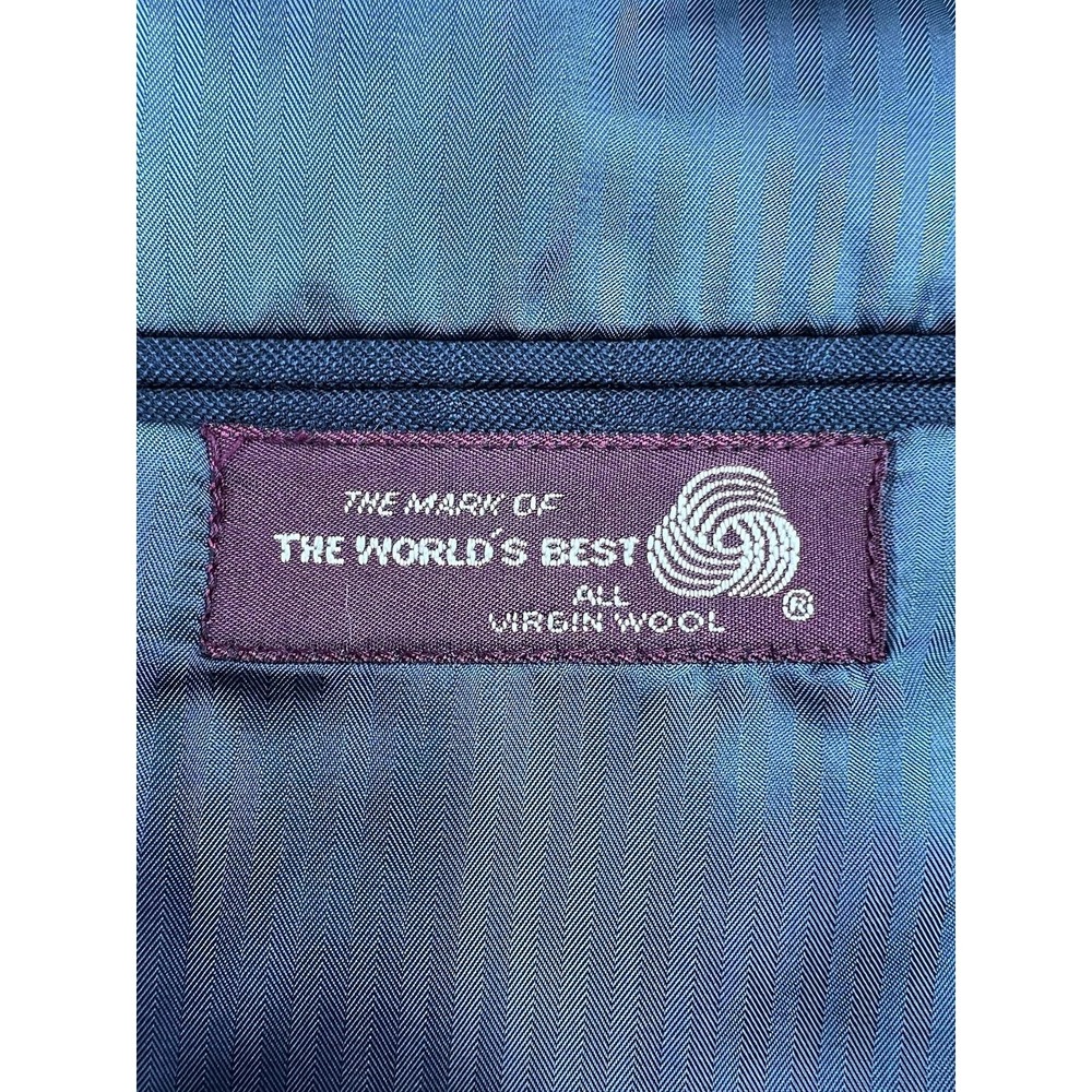 Nordstrom Suit Jacket Mens 43L Blue Stripe Wool Double Breasted USA - Picture 10 of 16